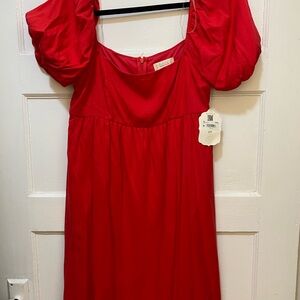 Red Puff Sleeve Dress